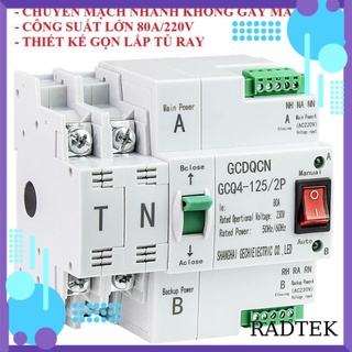 Ats cầu dao đảo chiều tự động 2p 80a/220v chuyển mạch nhanh không gây mất điện - chính hãng
