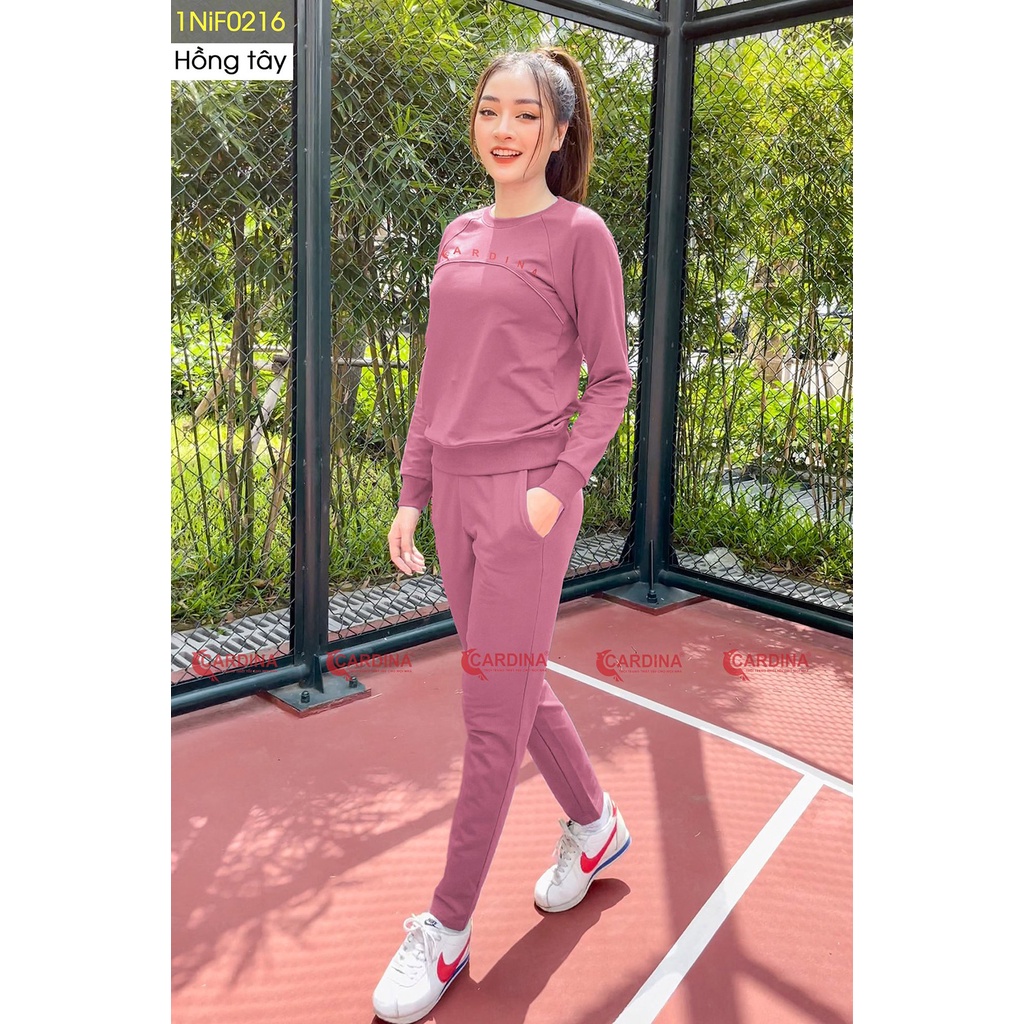 Bộ Nỉ Nữ 𝐂𝐀𝐑𝐃𝐈𝐍𝐀 Thu Đông Cao Cấp Chất Cotton Da Cá Khỏe Khoắn, Năng Động 1NiF02