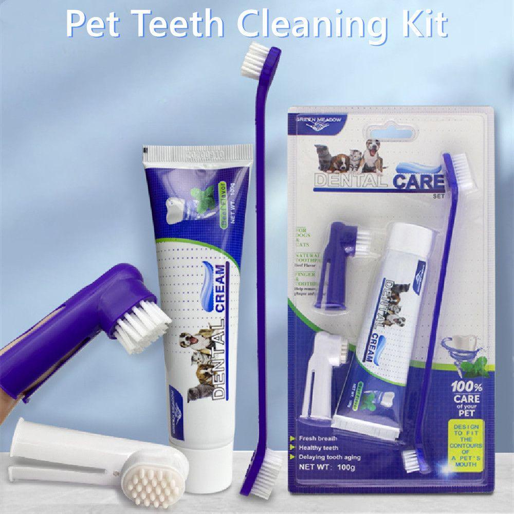 WTTLE Bộ 4 Dụng Cụ Vệ Sinh Răng Cho Thú Cưng