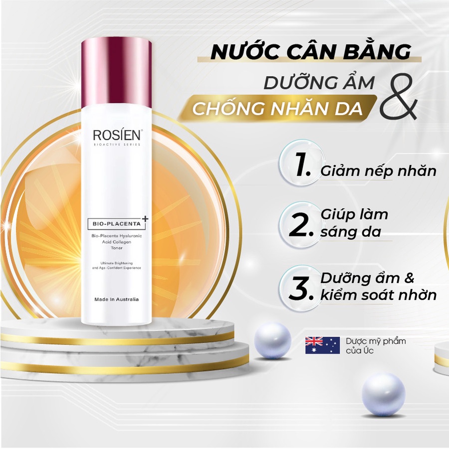 Nước Cân Bằng Da dưỡng ẩm, trẻ hoá - Rosien Bio – Placenta Hyaluronic Acid Collagen Toner 130ML