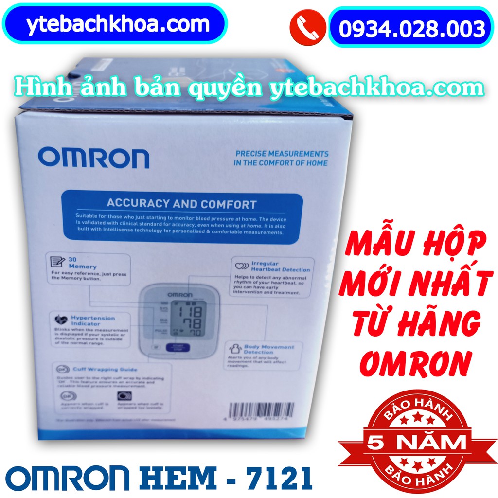 MÁY ĐO HUYẾT ÁP BẮP TAY TỰ ĐỘNG OMRON HEM-7121 HÀNG CHÍNH HÃNG - BẢO HÀNH 05 NĂM