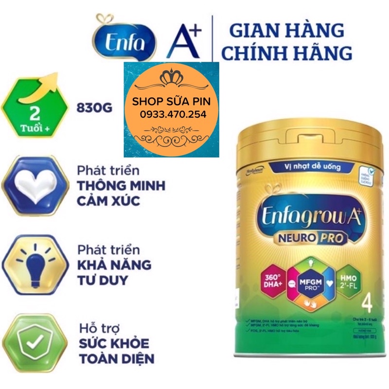 Tặng 1 chai lactacyd - Sữa bột Enfagrow A+ neuro pro số 4 830g