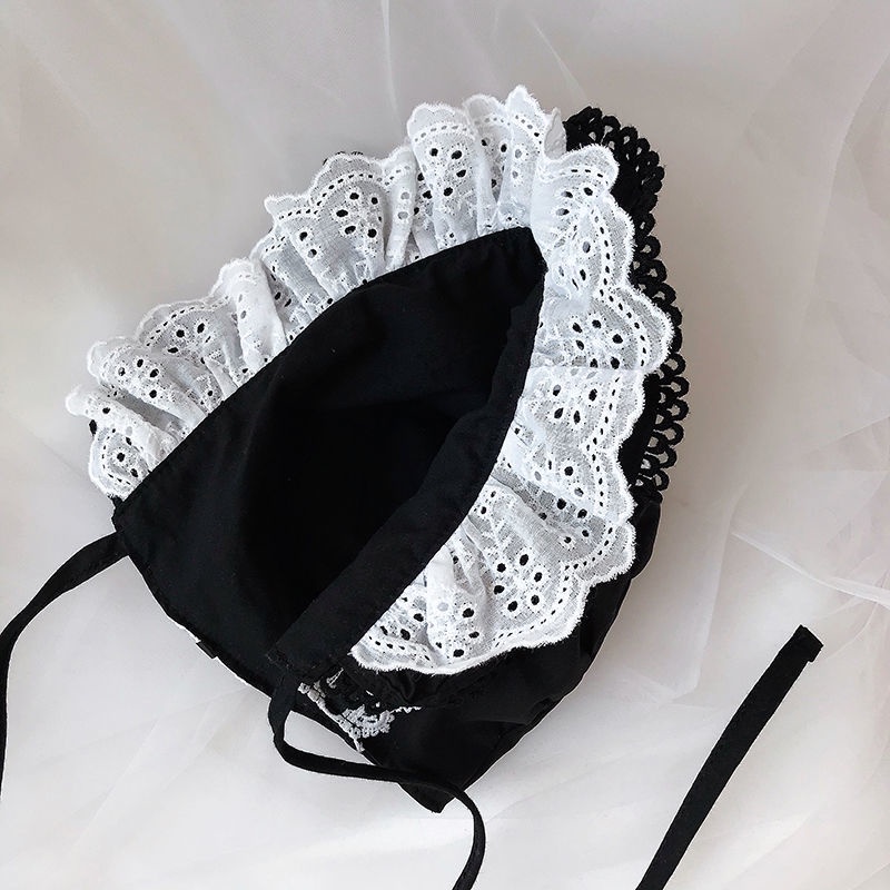 Mũ Ren Hở Ngón Phong Cách Lolita Dễ Thương Dành Cho Người Lớn Đen