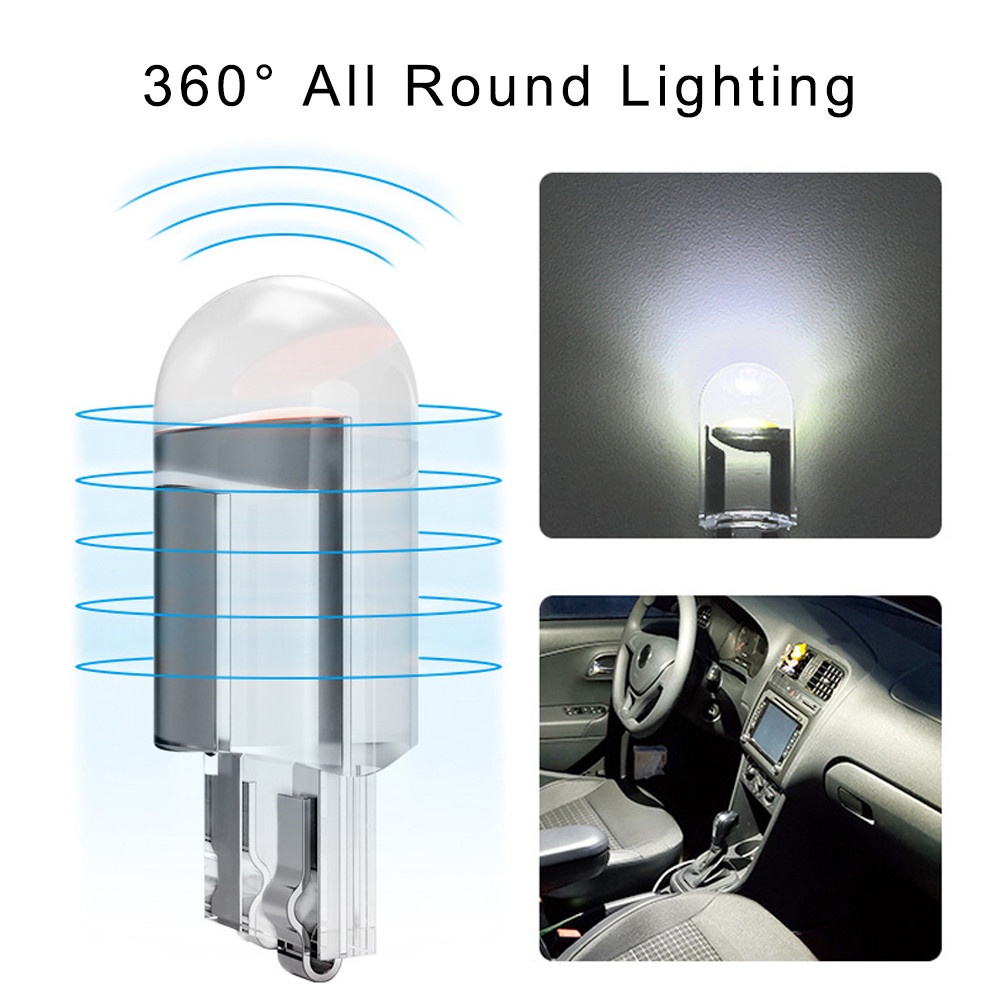 Set 10 bóng đèn LED 12V Canbus Xenon T10 COB 6000K cho xe hơi