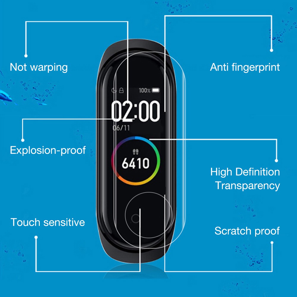 Bộ 5 miếng dán màn hình bằng TPU mềm trong suốt cho đồng hồ thông minh Xiaomi Mi Band 4