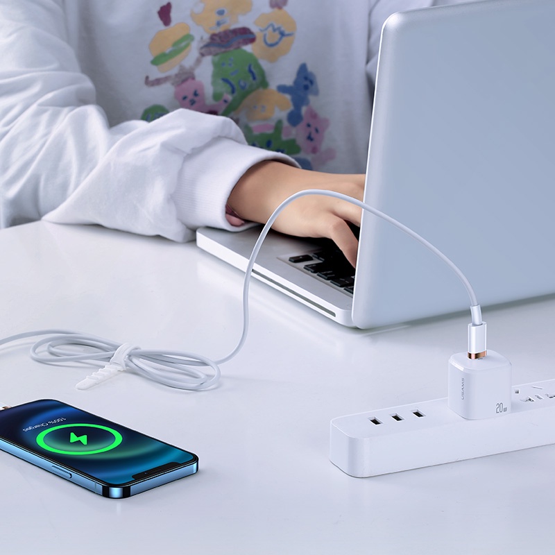 Dây cáp sạc nhanh Usams 1.2m / 2m 20w usb-c - ip cho điện thoại/ máy tính bảng/ notebook