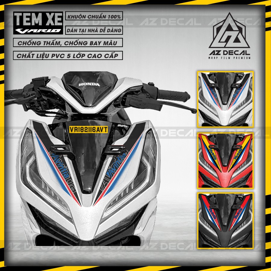 Tem Xe Vario 150 Mẫu Avintia | VR182116AVT | Chất Liệu Decal PVC Cắt Khuôn Sẵn, Chống Thấm Nước