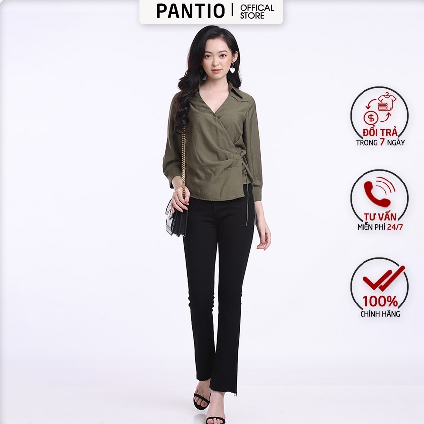 Áo sơ mi thiết kế tà áo chéo đặc biệt dáng suông  FAS12553- PANTIO