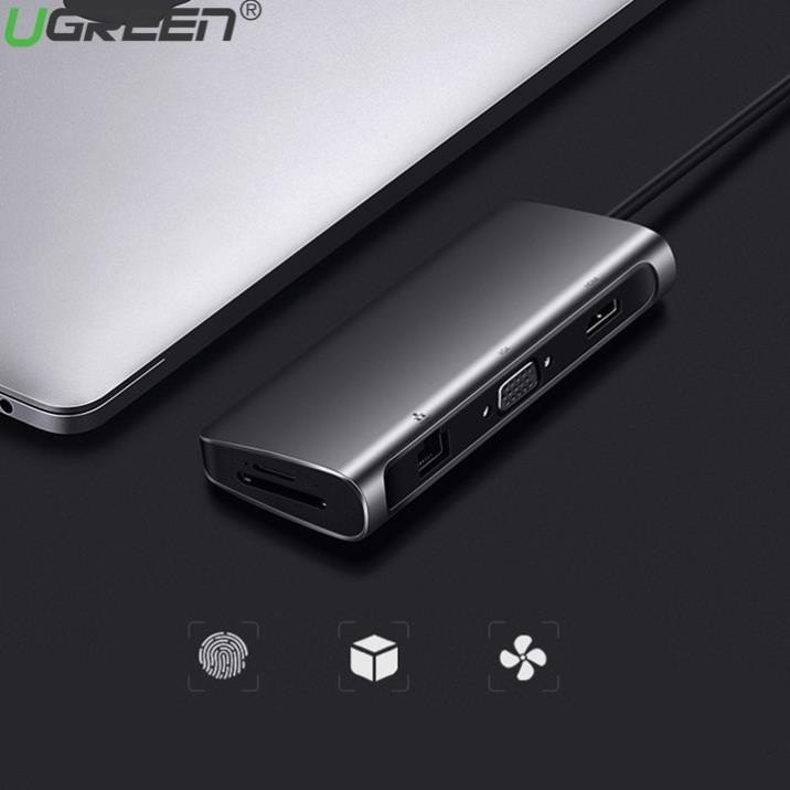 Hub USB Type C To HDMI, VGA, USB 3.0, Lan, SD, USB-C Ugreen 40873 Cao Cấp