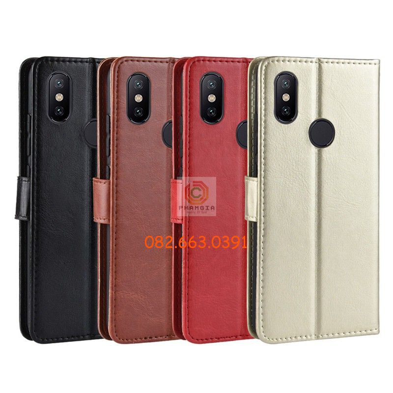 Bao da, ốp lưng nắp gập Xiaomi Mi A2 Lite cao cấp