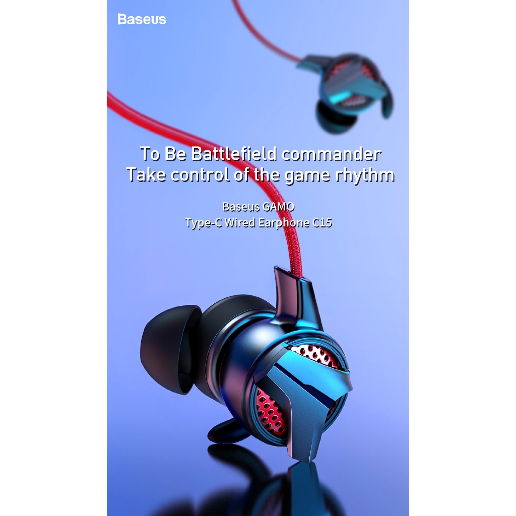 Baseus trong tai nghe 3.5 mm loại C có dây Headphone cho PUBG Gamer Gaming tai nghe HiFi Earbuds với microphone có loại rời