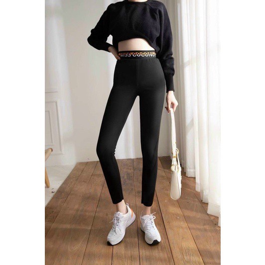 Quần legging nữ lót lông QC, cạp viền