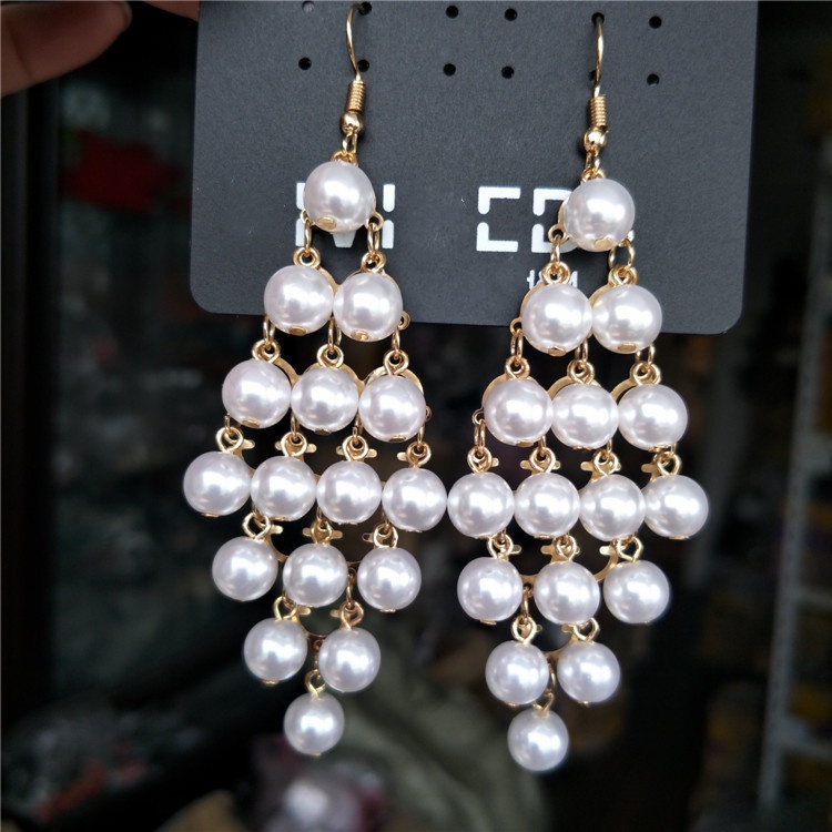 Bông Tai Mạ Bạc 925 Dáng Dài Đính Hạt Ngọc Trai Thời Trang Hàn Quốc Cho Nữ