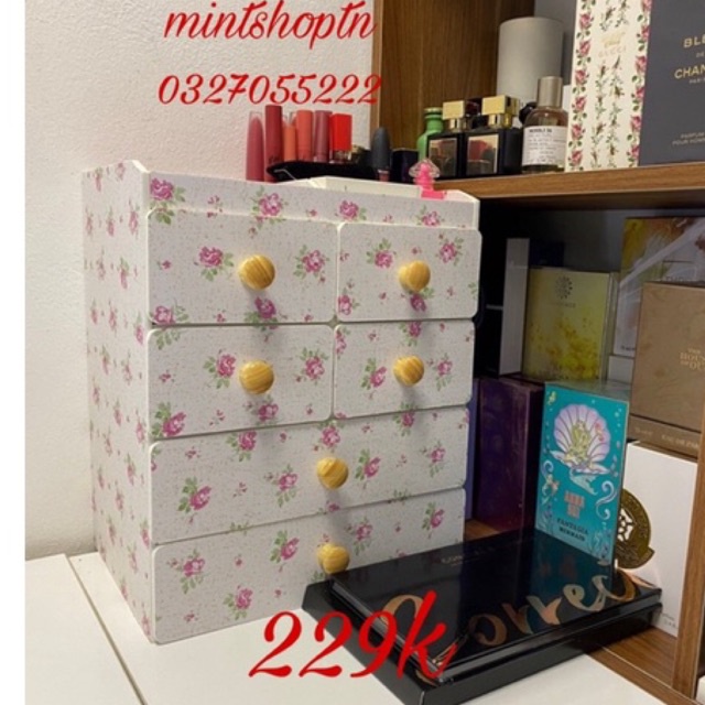 Tủ đựng mỹ phẩm 5 tầng màu hoa nhí