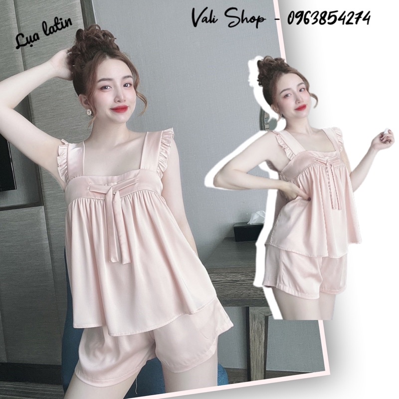 Đồ ngủ mặc nhà lụa latin màu trơn freesize 42-57kg