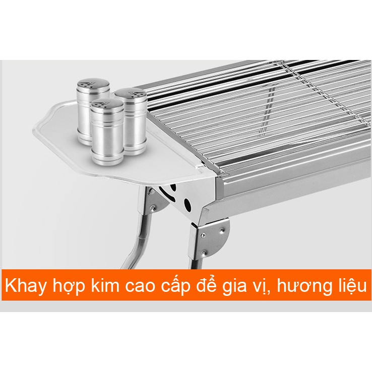 [ Home & Garden ] Lò nướng than inox ngoài trời BBQ Full Set (73 x 33 x 71)cm