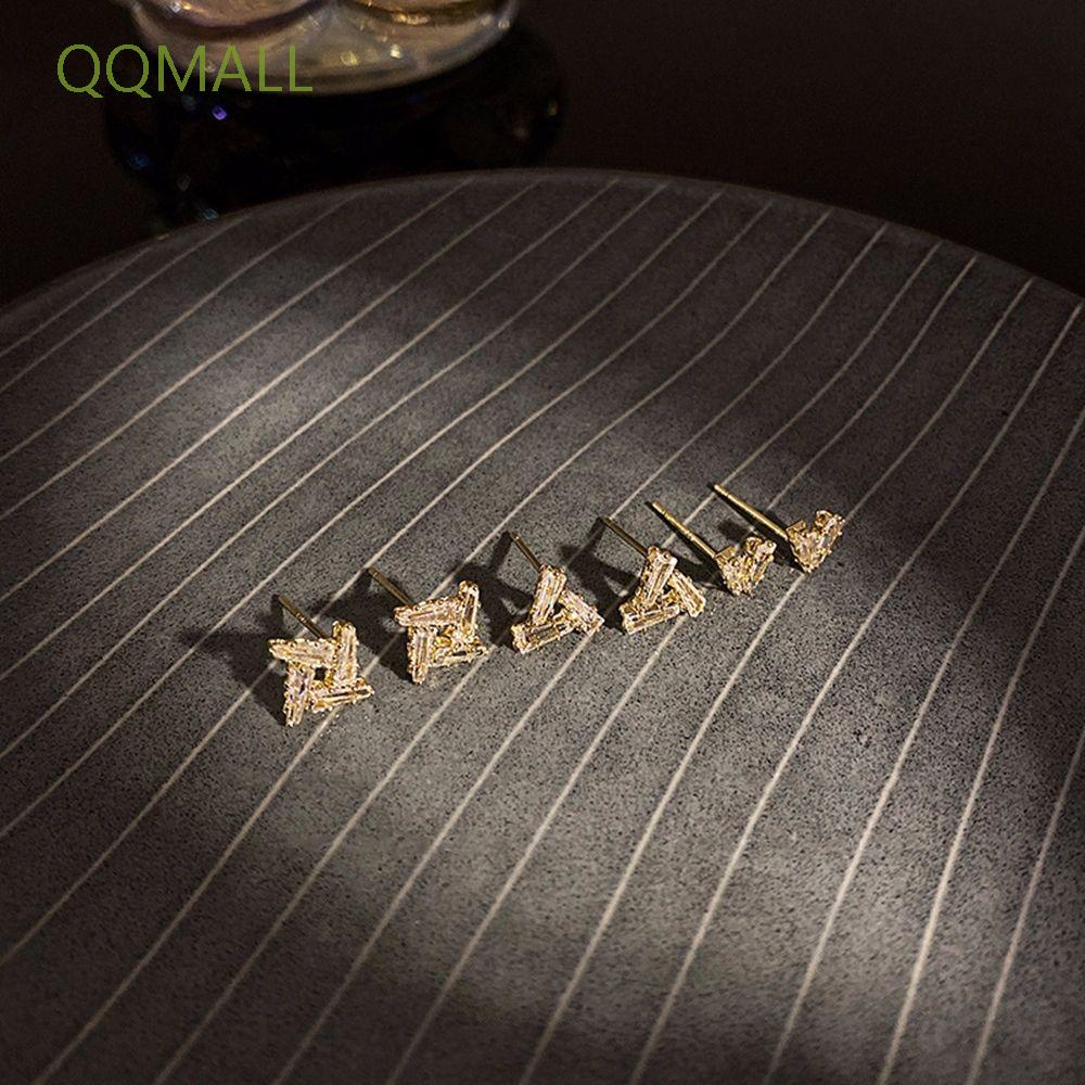 Bộ 3 Đôi Bông Tai Đính Đá Zircon Đơn Giản Dễ Phối Đồ Phong Cách Hàn Quốc Cho Nữ