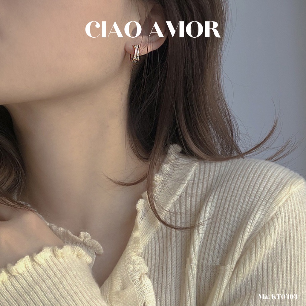 Khuyên tai nữ, Bông tai nụ vòng ôm tai 2 mảnh đính liền Trang sức Ciao Amor - KT0494