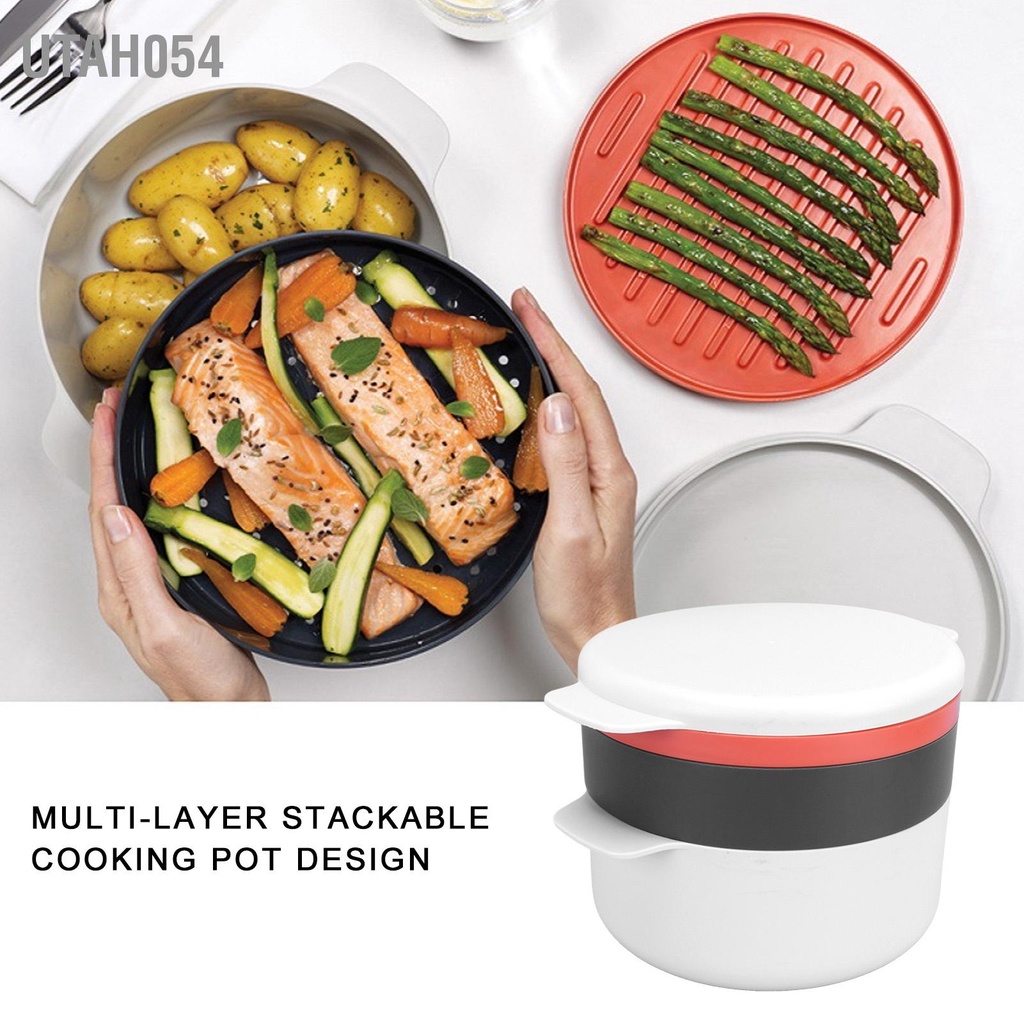 Utah054 Hộp Hấp Cơm Hình Tròn Đa Chức Năng Lò Vi Sóng Đặc Biệt Cho Bếp Tại Gia