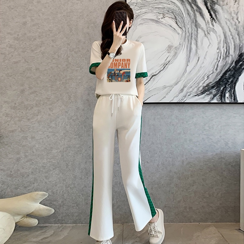 Set Áo Thun Ngắn Tay + Quần Short Ống Rộng Thời Trang Nữ