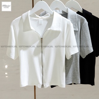 Áo polo nữ septembergirl áo thun ngắn tay dáng croptop - ao top nu 022v1