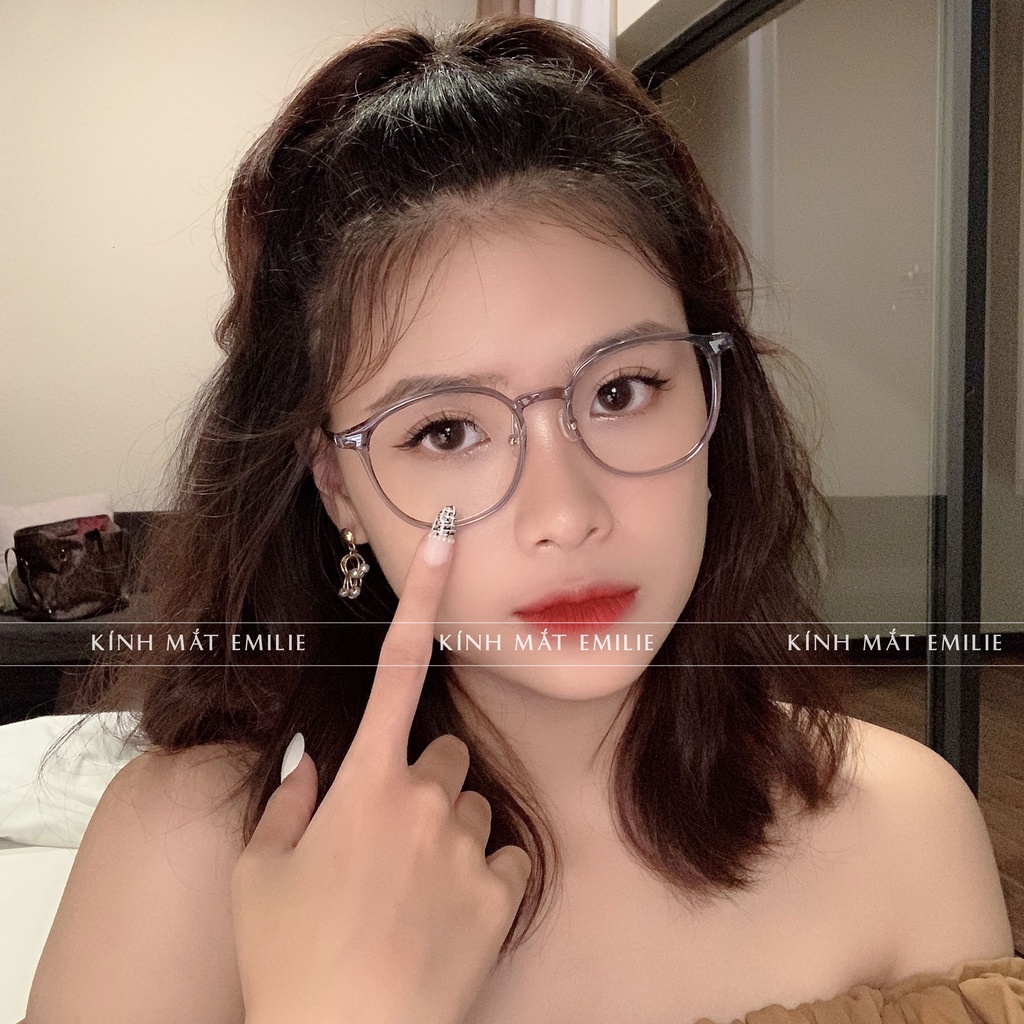 Gọng kính tròn bầu nhựa dẻo nhẹ kết hợp kim loại Emilie eyewear phụ kiện thời trang 01247