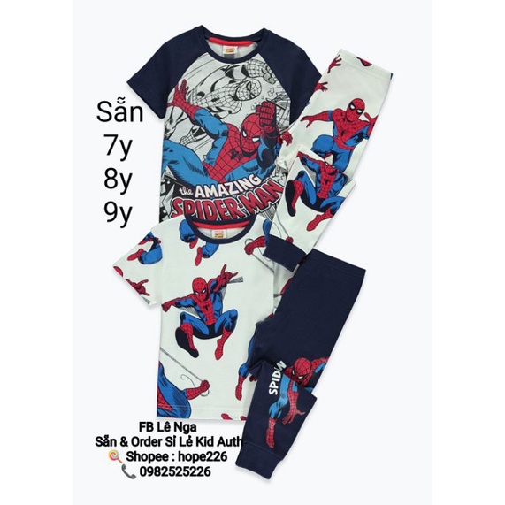 Set 2 bộ áo cộc quần dài Marvel Matalan_UK chính hãng sz 7y, 8y, 9y