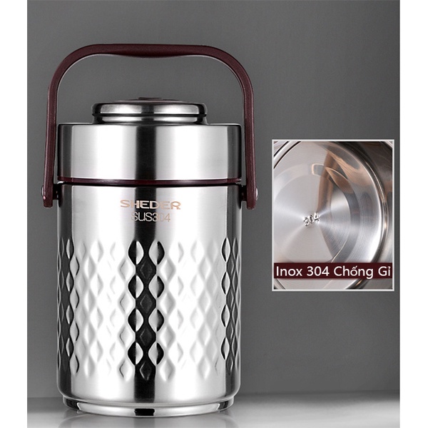 Camen Hộp Đựng Cơm Inox 304 1L4-1L9 KC 3 Ngăn Giữ Nhiệt Lâu Chống Tràn Đổ
