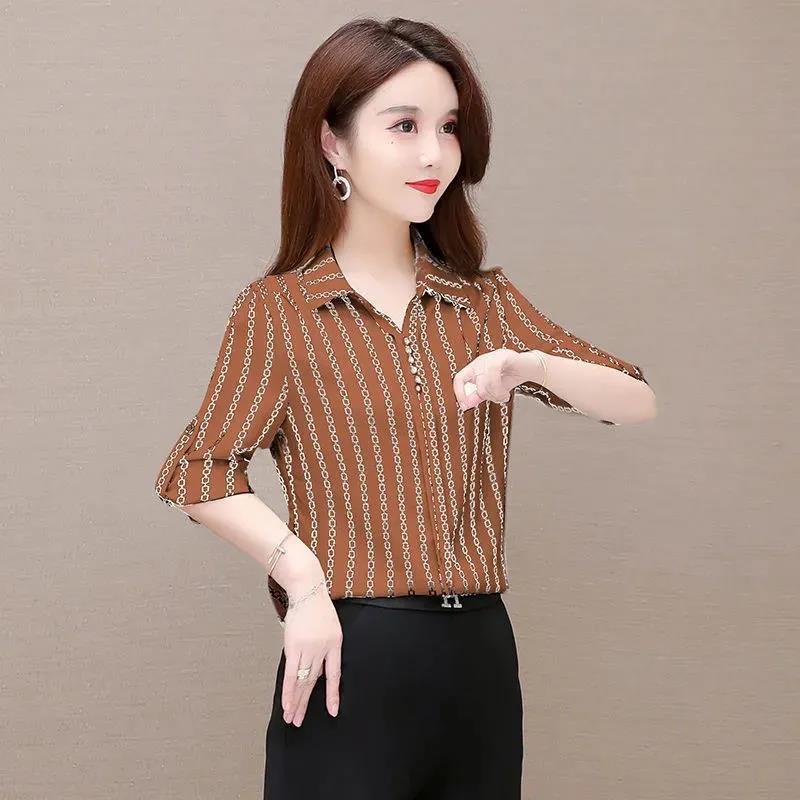 Áo sơ mi chiffon thời trang cho phụ nữ trung niên