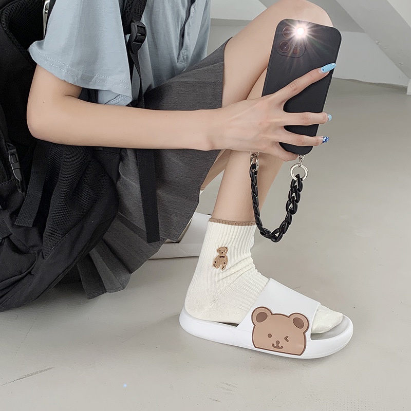 JY373-C3  - Dép cao su in hình bé gấu hướng ngoài, dép xinh hàng order giá hạt dẻ