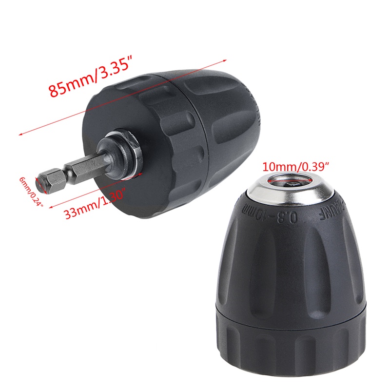 Đầu kẹp chuyển đổi mũi khoan 0.8-10mm 3/8&quot; 24UNF + 1/4&quot; lục giác SDS không chìa