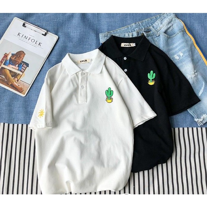 Áo Polo Thun Cổ Trụ IN Cây Xương Rồng Cute Phô Mai Que Form Rộng TTQ0014