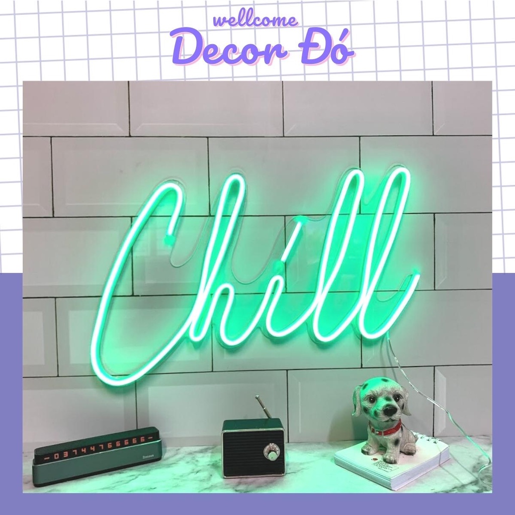 Đèn NeonSign | Chữ Chill Nhiều Màu | Kích Thước 40x18cm | Quà Tặng Trang Trí Cực Chất , Siêu Sáng & Tiết Kiệm Điện |