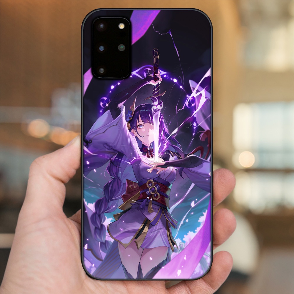Ốp lưng Samsung S20 Plus viền đen in hình Raiden Shogun Genshin Impact