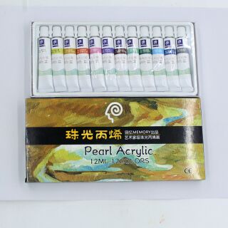 Bộ 12 màu acrylic nhũ ngọc trai Memory
