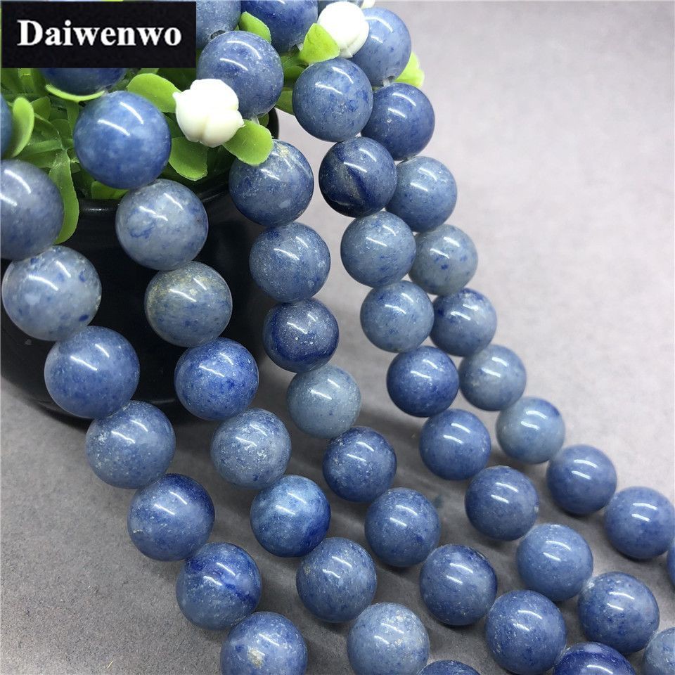 Chuỗi hạt đá tròn tự nhiên 4-12mm dùng để làm trang sức vòng tay DiY tiện dụng