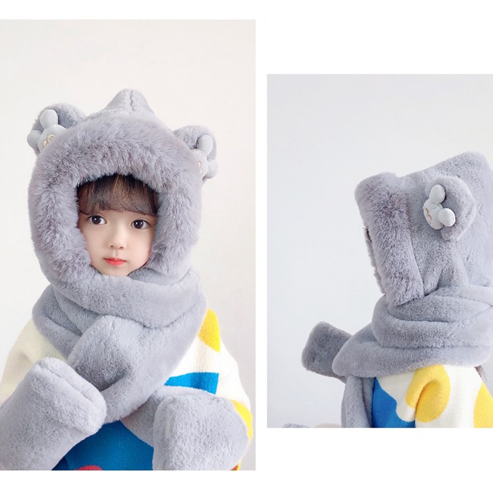 Mũ trùm đầu, mũ len kèm khăn choàng cổ và găng tay hình tai gấu cho bé yêu