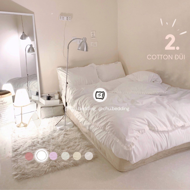 [HÀNG CÓ SĂN] Bộ chăn ga gối full 17 MÀU CHẤT LIỆU COTTON ĐŨI VIỀN BÈO | BigBuy360 - bigbuy360.vn