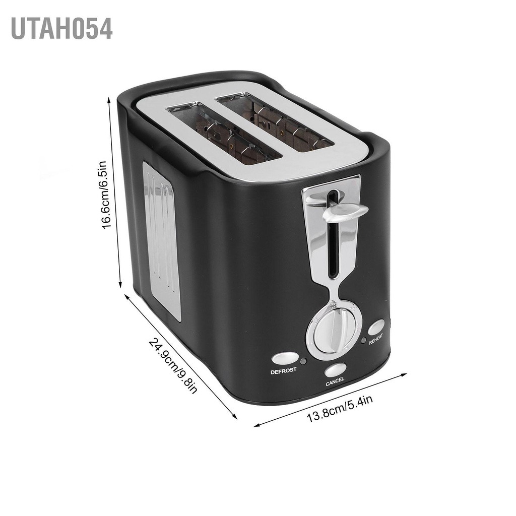 Utah054 Máy nướng bánh mì đơn giản 800W nhỏ có rãnh dày rộng 2 lát làm US 120V