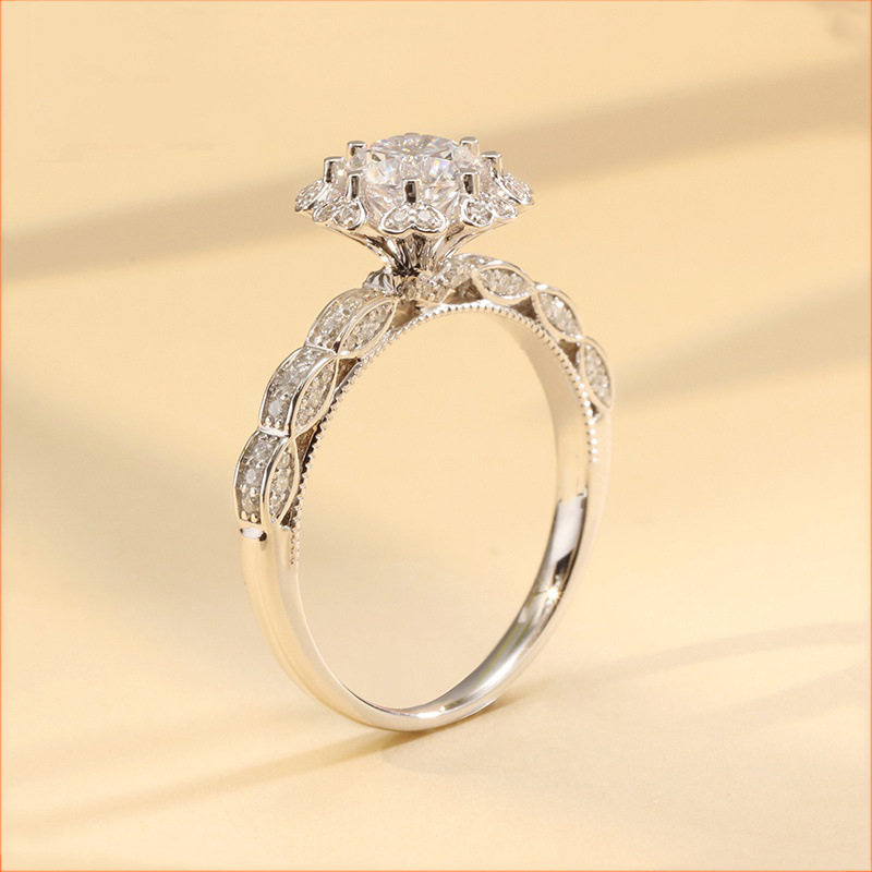 Nhẫn Hở Họa Tiết Moissanite Sang Trọng Cho Nữ