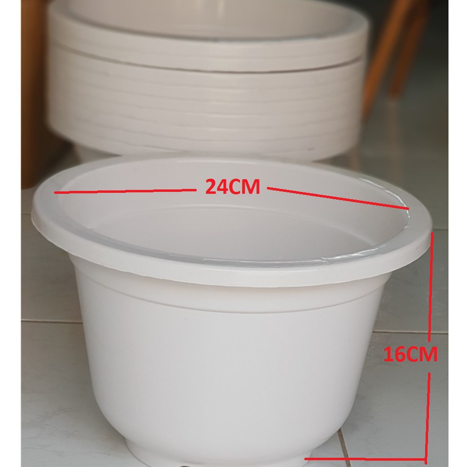 Chậu Tròn trắng mới về rộng 22cm cao 16cmA250