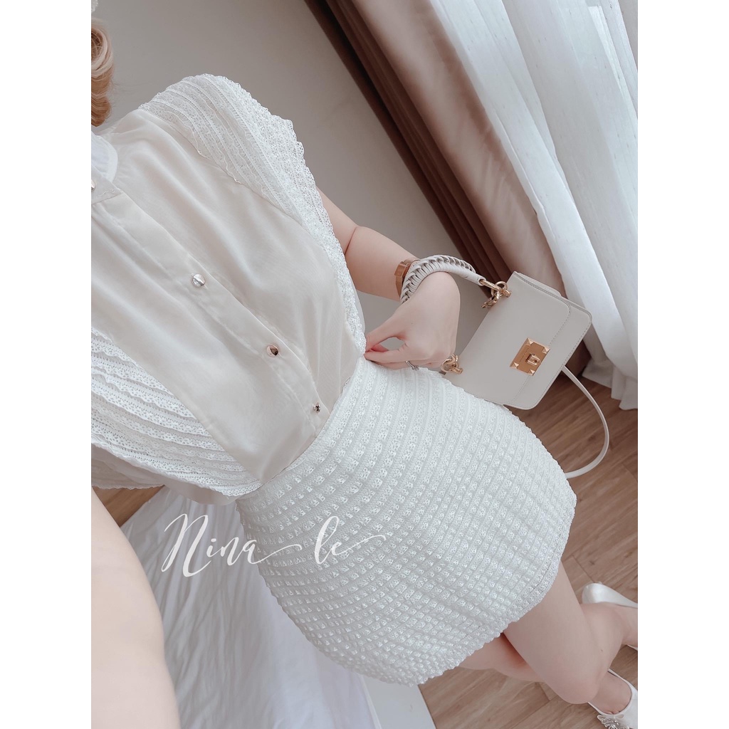 Set bộ đồ nữ ren siêu xinh, sang chảnh với áo cánh dơi mix chân váy dành cho các nàng đi chơi hoặc dự tiệc