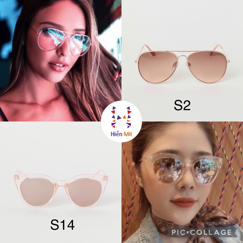 H&M Đức SALE kính chống tia UV râm mát HM chuẩn auth authentic chính hãng mắt mèo kim loại nâu hồng đen nam nữ | BigBuy360 - bigbuy360.vn