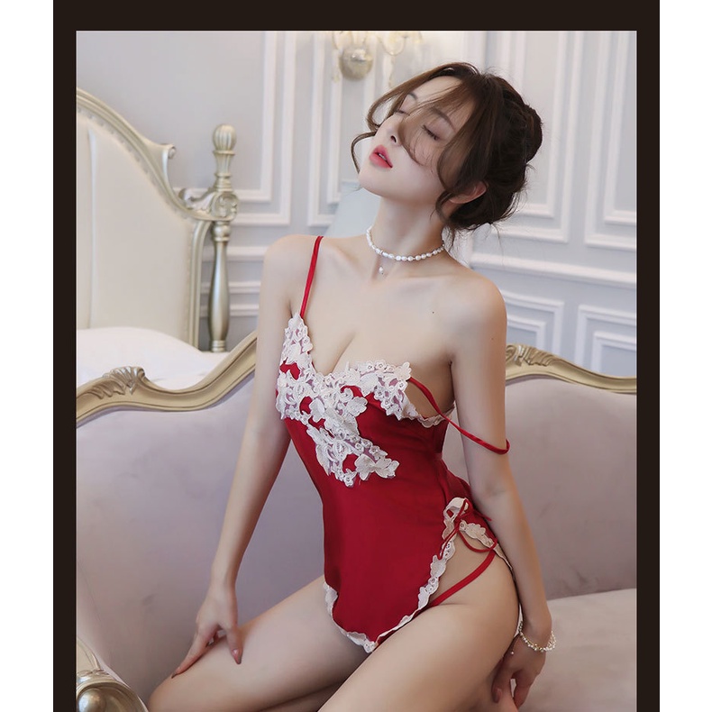 Đầm ngủ lụa phối ren siêu cấp L313