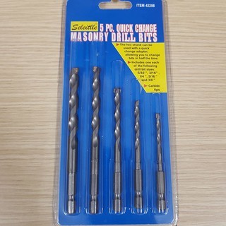Bộ 5 mũi khoan tường,khoan bê tông chuôi lục giác 6.35mm 4 - 10mm cho máy khoan pin