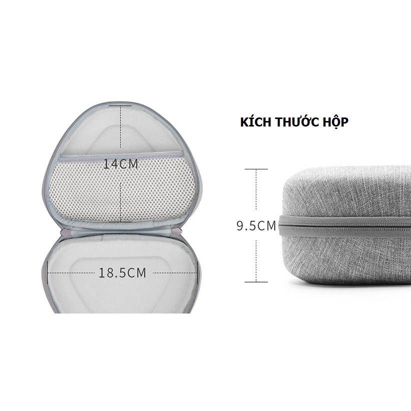 Hộp đựng tai nghe chụp tai phom cứng Baona , thiết kế nhẹ,  thời trang, có quai cầm, chịu va đập. ko