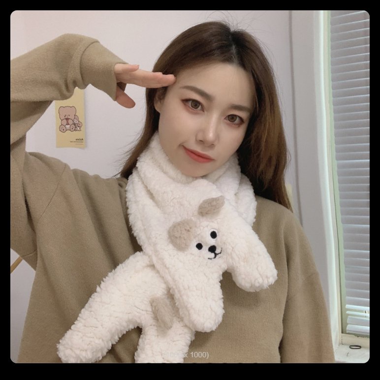 Khăn choàng cổ lông cừu thời trang nữ cute đi chơi quà tặng Giáng Sinh Gấu mập dễ thương