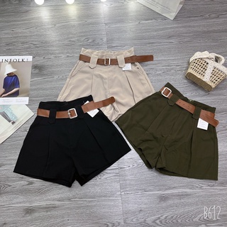 Quần Short đùi ống rộng vải tuyết mưa phối túi khoá kéo sau