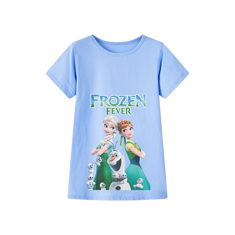 Đầm Thun Cotton In Hoạ Tiết Hoạt Hình Frozen Dành Cho Bé Gái