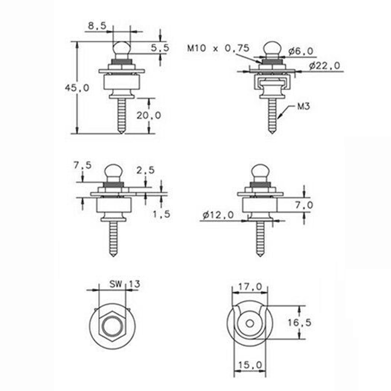 Bộ 2 Khóa Dây Đàn Ghi Ta Điện Bằng Gỗ Màu Bạc